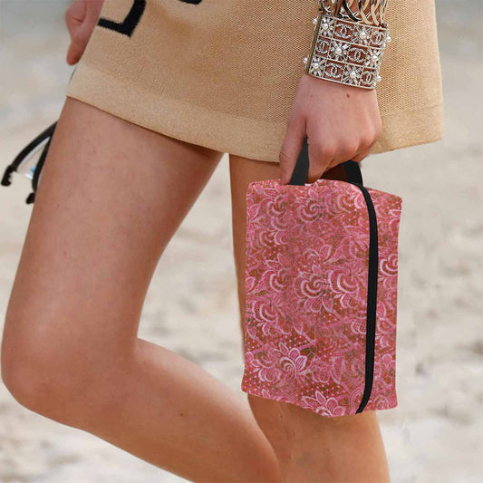 Victorian lace print toiletry comestic bag, design 33