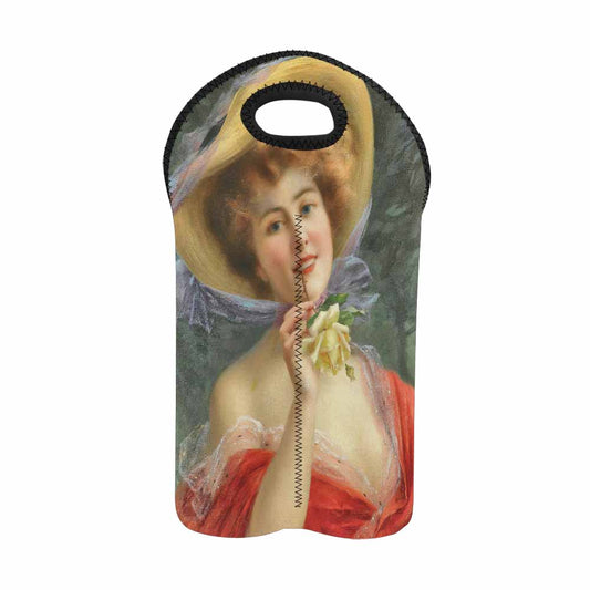 Victorian lady design 2 Bottle wine bag, Young Girl with a Rose