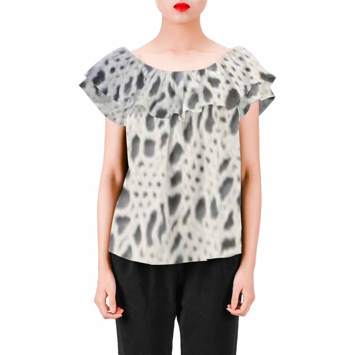 Victorian Lace print Chiffon Blouse, design 12