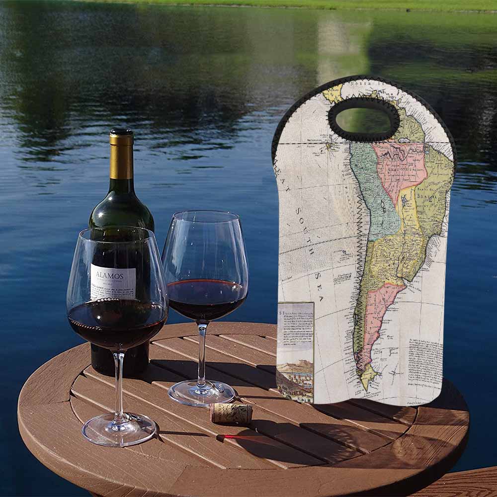 2 Bottle Antique map wine bag,Design 40