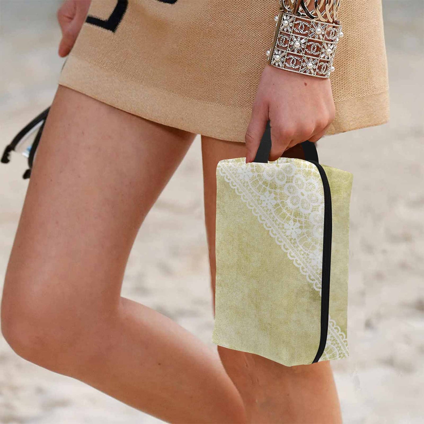 Victorian lace print toiletry comestic bag, design 43