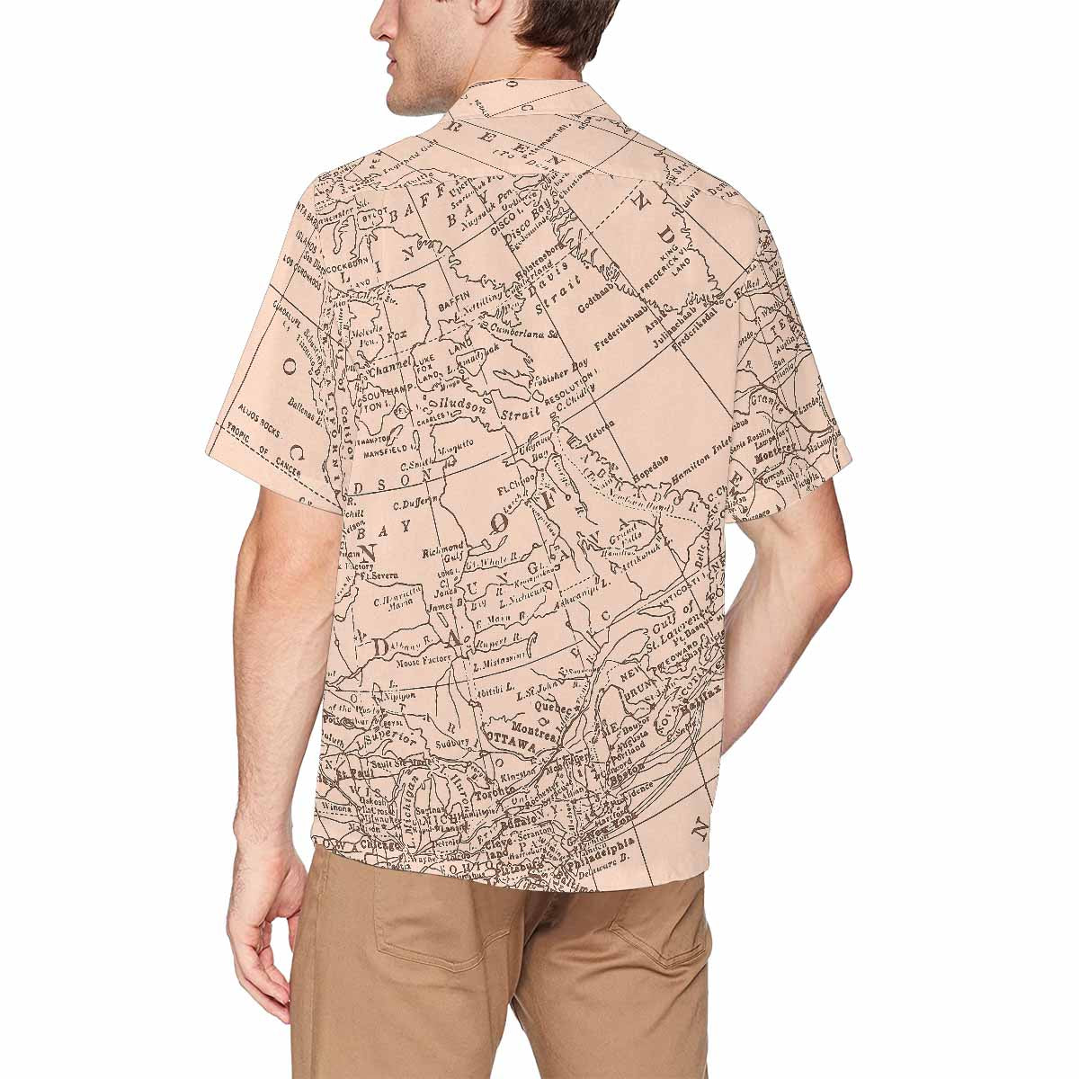 Antique Map design Hawaiian mens shirt, Design 53