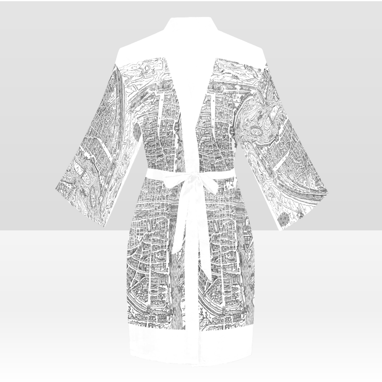 Antique Map Kimono Robe, Black or White Trim, Sizes XS to 2XL, Design 47