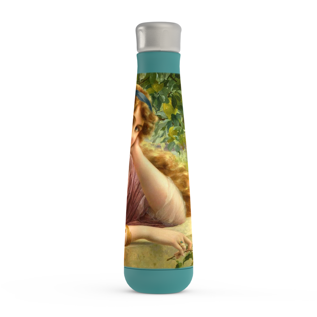 Stainless steel water bottle, Peristyle, Various colors, Girl by the Lemon Tree