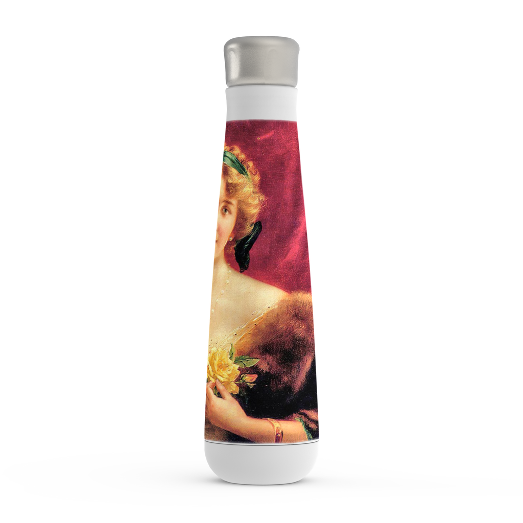 Stainless steel water bottle, Peristyle, Various colors, Elegant Lady with a YELLOW Roses