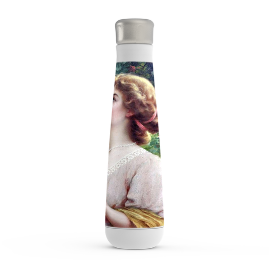 Stainless steel water bottle, Peristyle, Various colors, lady picking pink rose