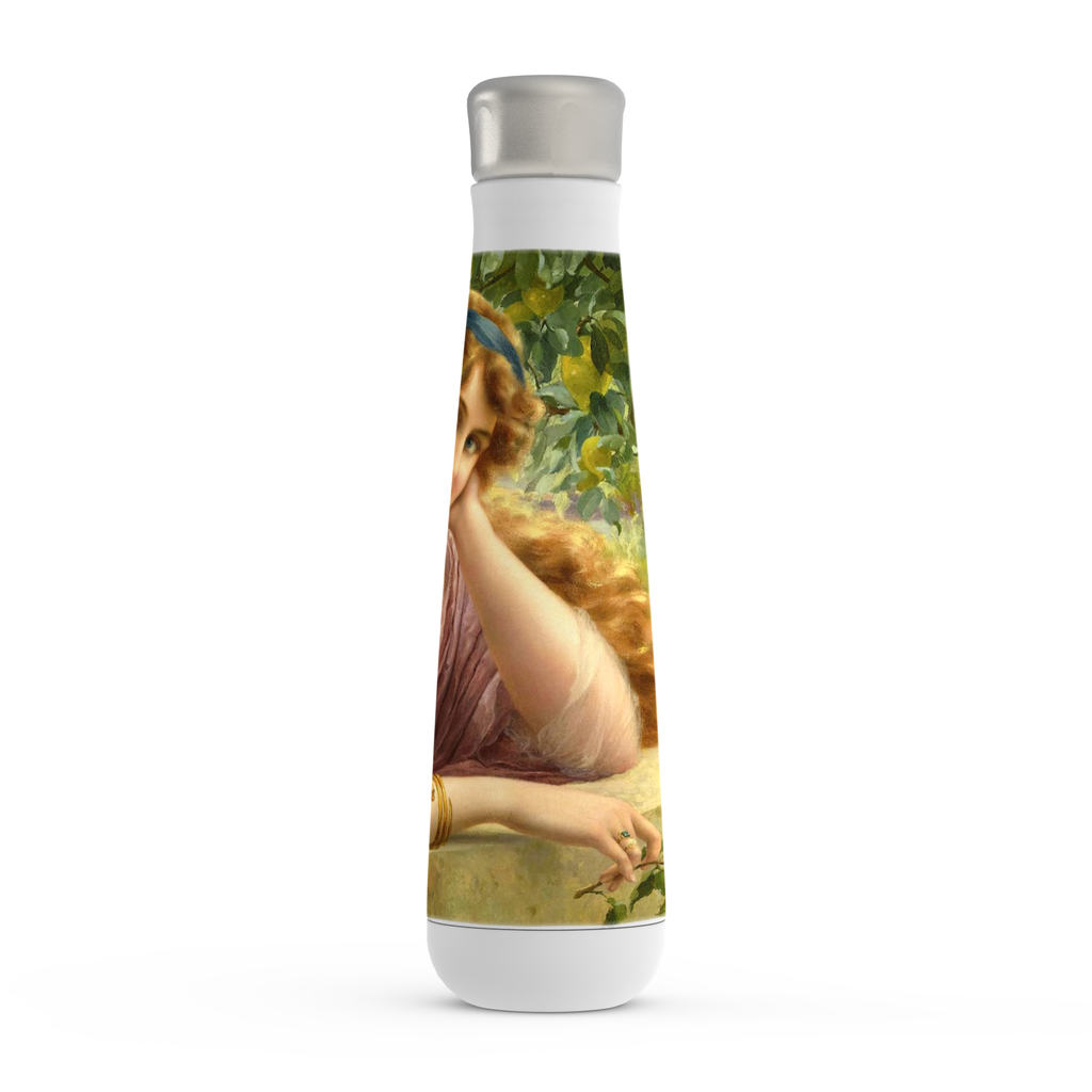 Stainless steel water bottle, Peristyle, Various colors, Girl by the Lemon Tree