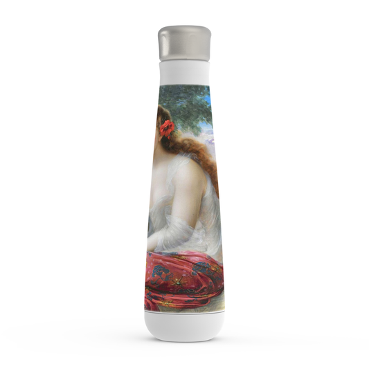 Stainless steel water bottle, Peristyle, Various colors, Young Beauty with Poppies