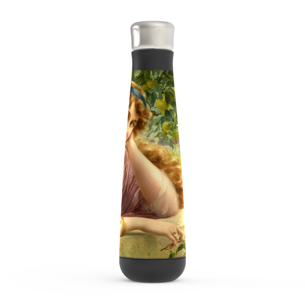 Stainless steel water bottle, Peristyle, Various colors, Girl by the Lemon Tree