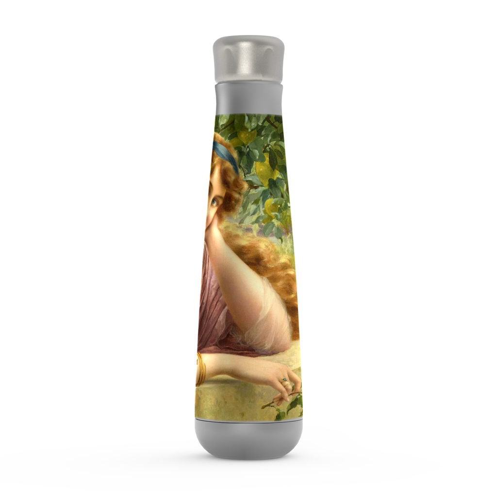 Stainless steel water bottle, Peristyle, Various colors, Girl by the Lemon Tree