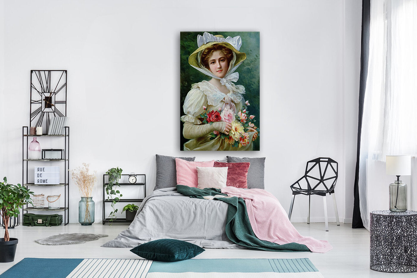 Victorian lady fine art print  Elegant Lady with a Bouquet of Roses 1