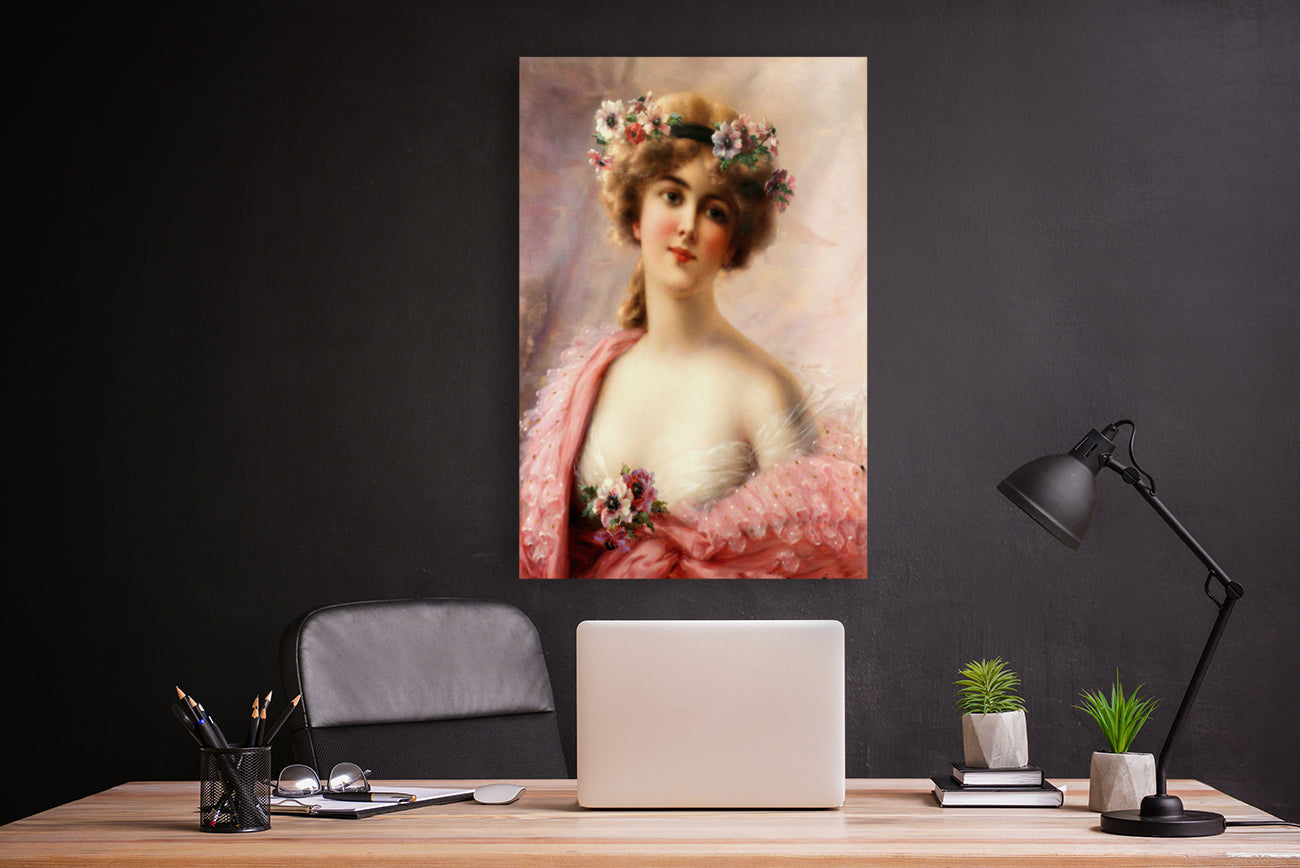 Victorian lady fine art print  Young Girl with Anemones