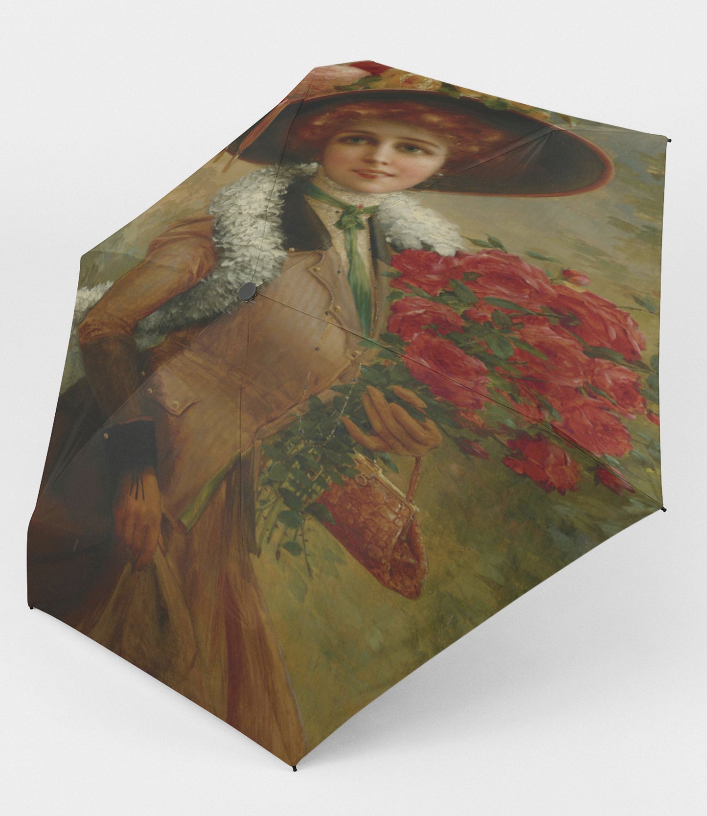 Victorian Lady Design UMBRELLA, Elegant Lady with a Bouquet of Roses U05-C20